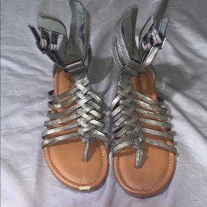Metallic Green Strappy Sandals
